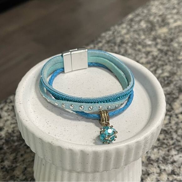 Buckle Blue Boho Stacked Layered Bracelet - Picture 2 of 5